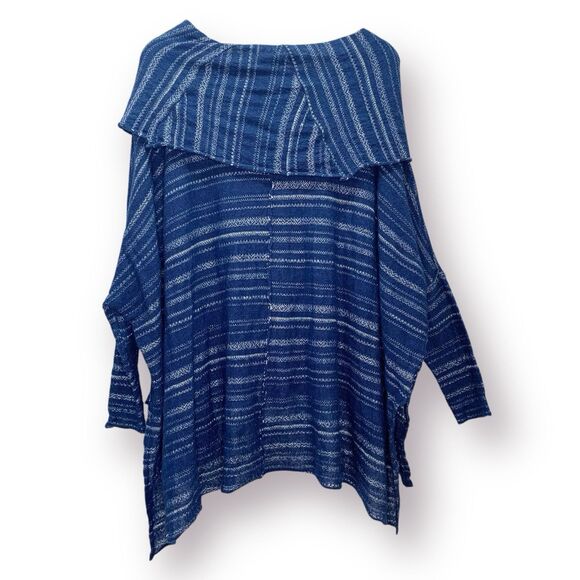 Free People Cowl Neck Sweater Women Small Blue Wool Blend Boho Lagenlook Slouchy - Picture 2 of 6